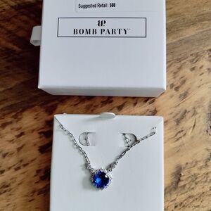 Bomb Party RBP3031 Silver Necklace with Blue Gemstone